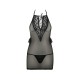 Сорочка прозора приталена Passion ERZA CHEMISE L/XL, black, трусики