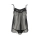 Сорочка прозора бебі-дол Passion MELANIA CHEMISE L/XL, black, трусики, на тонких бретелях