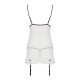 Сорочка прозора з пажами Passion ORIHIME CHEMISE L/XL, white, трусики, стрепи