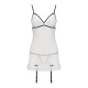 Сорочка прозора з пажами Passion ORIHIME CHEMISE XXL/XXXL, white, трусики, стрепи