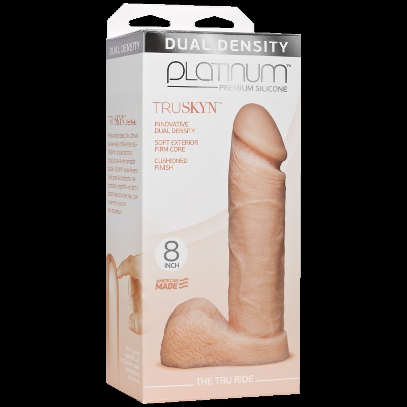 Фалоімітатор Doc Johnson Platinum TRUSKYN - The Tru Ride 8 Inch, діаметр 4,8 см, двошаровий силікон