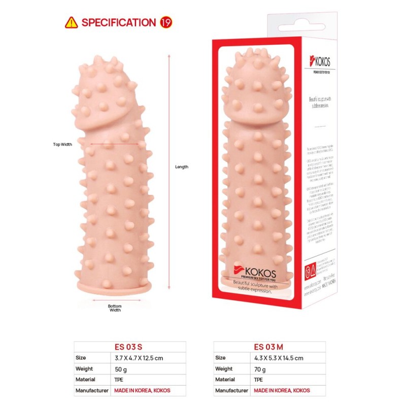 Насадка на член Kokos Extreme Sleeve ES.03 розмір M, потовщувальна, стимулюючий рельєф