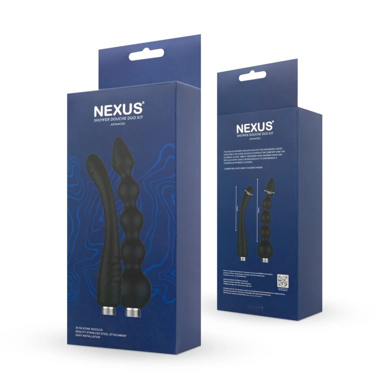 Набір анальних насадок для душу Nexus Advanced Shower Douche Duo Kit – Black, 2 шт (м'ята упаковка!!!)
