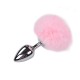 Металлическая анальная пробка Кроличий хвостик Alive Fluffy Plug L Pink (мятая упаковка!!!)