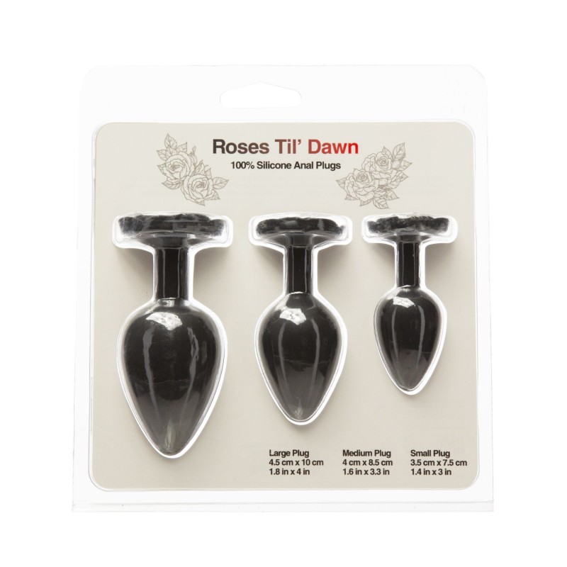 Набор силиконовых анальных пробок BMS Roses Til’ Dawn Silicone Anal Plug Kit Starter Kit Black