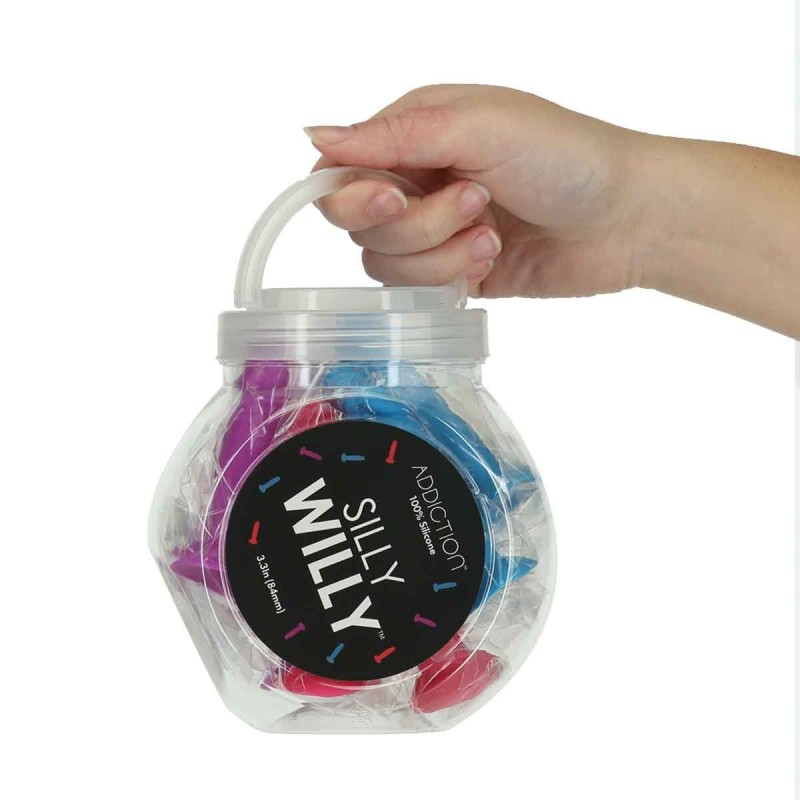 Набір фалоімітаторів ADDICTION Silly Willy 3.3” Silicone Dildo, 3 кольори, 12 шт