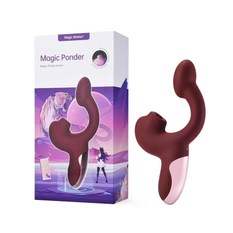 Смарт-вібратор Magic Motion Ponder Red, подвійна стимуляція, віброяйце+язичок для клітора