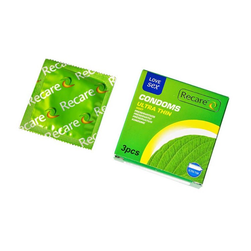Презервативы Recare Ultra Thin Mint Condoms 3 шт, ультратонкие, аромат: мята
