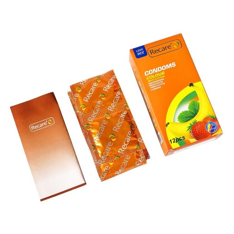 Презервативы Recare Color Fruit Flavour Condoms 12 шт, ароматы: мята, банан, клубника