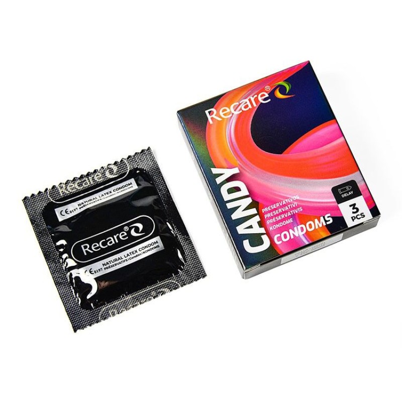 Презервативы Holographic Recare Delay Candy Condoms 3 шт, пролонгирующий эффект, конфетный аромат