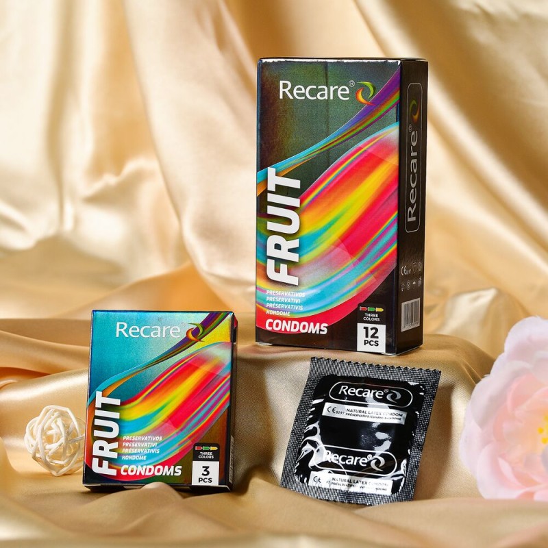 Презервативы Holographic Recare Color Fruit Flavour Condoms 3 шт, ароматы: мята, банан, клубника