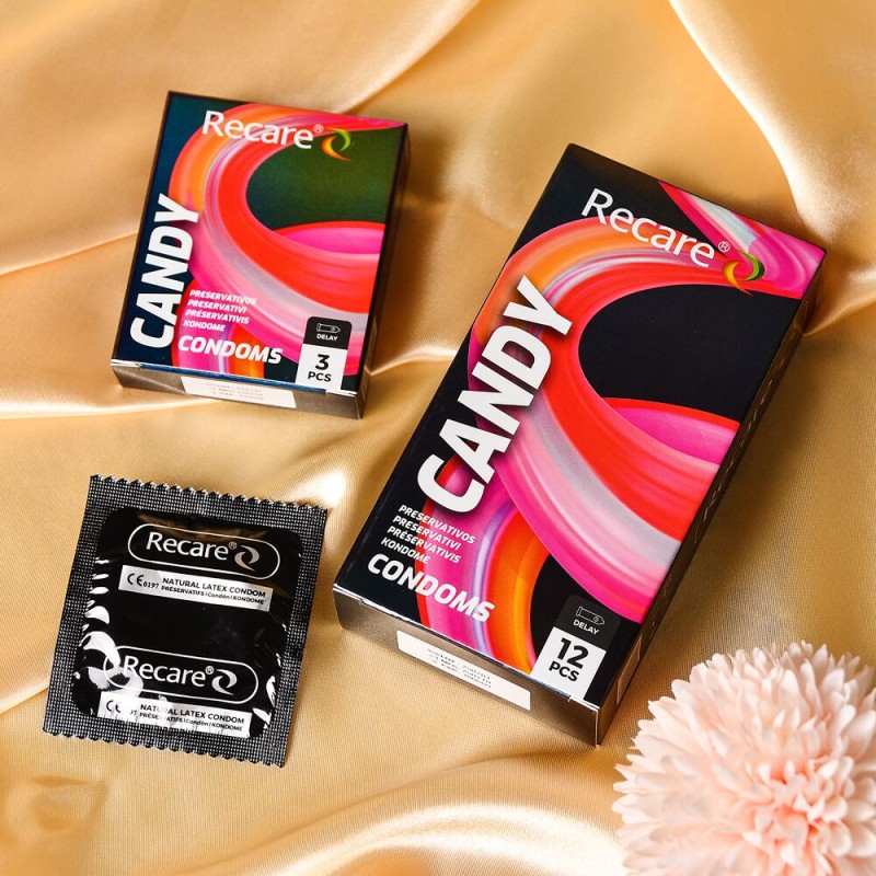 Презервативы Holographic Recare Delay Candy Condoms 12 шт, пролонгирующий эффект, конфетный аромат