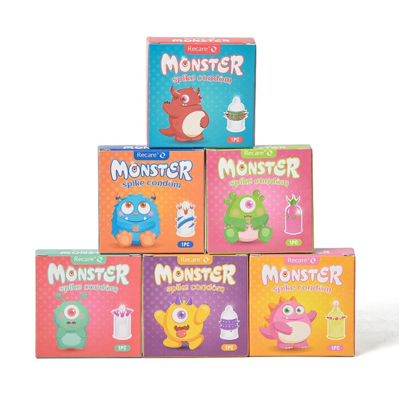 Насадка на член Recare Green Monster Spike Condom (презерватив с рядом шариков и усиками на кончике)