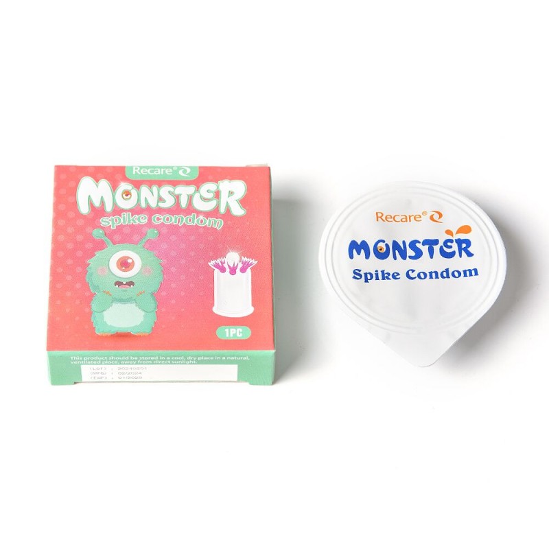 Насадка на член Recare Turquoise Monster Spike Condom (презерватив с усиками)