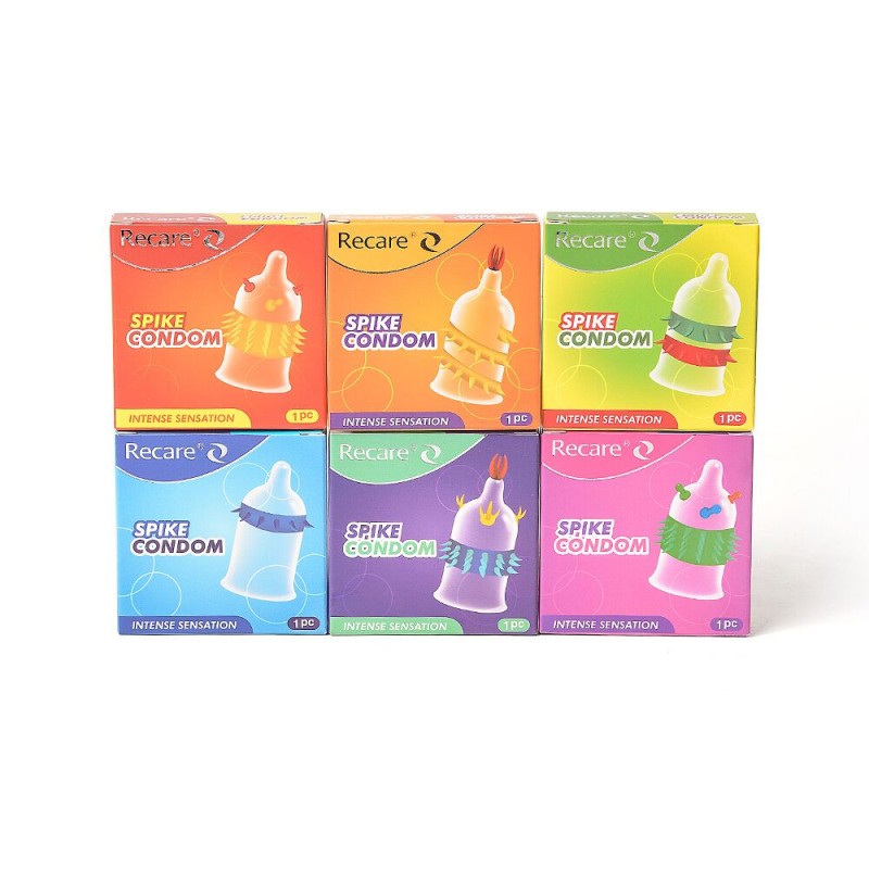 Насадка на член Recare Spike Condom Pink (презерватив с шариками и рядами шипов)