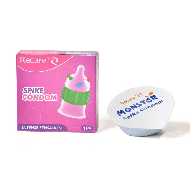 Насадка на член Recare Spike Condom Pink (презерватив с шариками и рядами шипов)