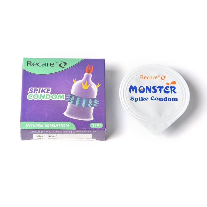 Насадка на член Recare Spike Condom Purple (презерватив с усиками и рядами шипов)