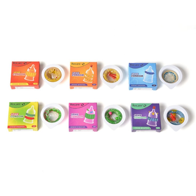 Насадка на член Recare Spike Condom Yellow (презерватив з вусиками та спіраллю шипів)