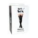 Лакированные чулки со шнуровкой Art of Sex - Mistress, черные с эффектом голограммы, размер M