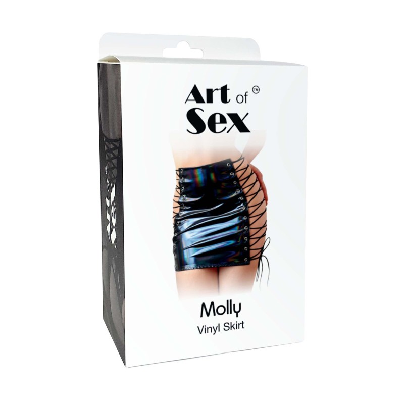 Лакированная юбка на шнуровке Art of Sex - Molly, цвет черный, L-2XL