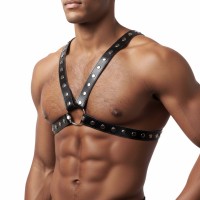 Мужская портупея Art of Sex - Spartacus, натуральная кожа, цвет черный, размер L-2XL