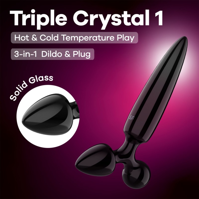 Тристоронній скляний дилдо Satisfyer Triple Crystal 1 Black