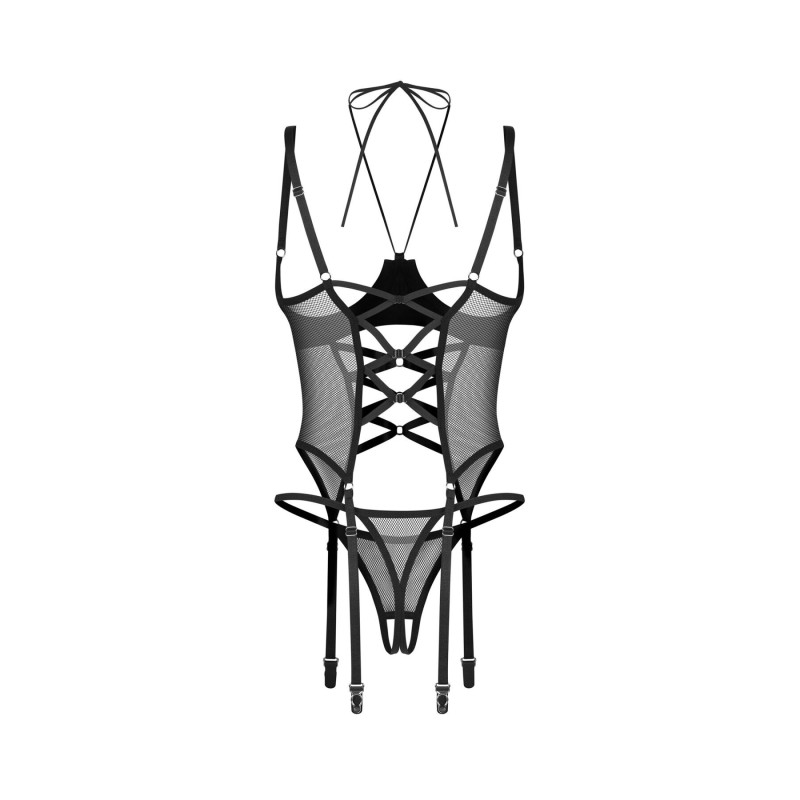 Корсет Obsessive Dominna cupless corset & crotchless thong L/XL