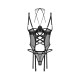 Корсет Obsessive Dominna cupless corset & crotchless thong 2XL/3X
