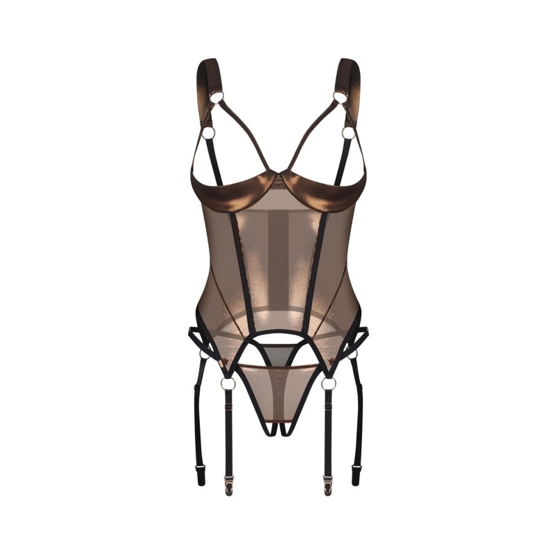Корсет Obsessive Soranna cupless corset & crotchless thong S/M
