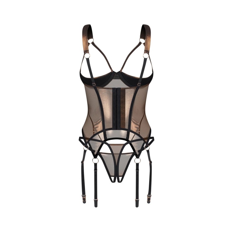 Корсет Obsessive Soranna cupless corset & crotchless thong 2XL/3XL