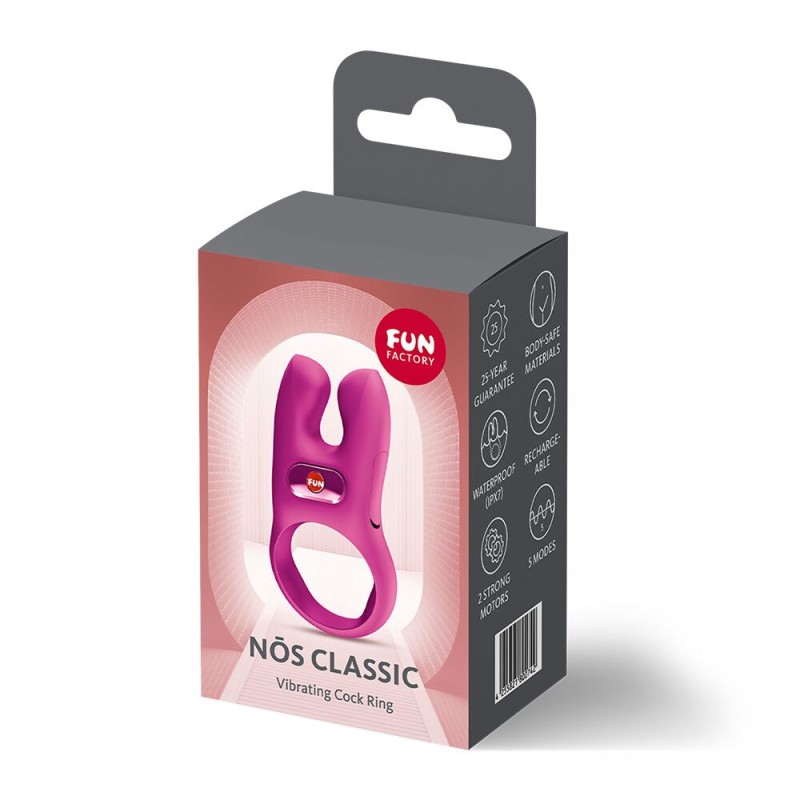 Ерекційне віброкільце з подвійною стимуляцією клітора Fun Factory NŌS CLASSIC Magenta, 2 мотори