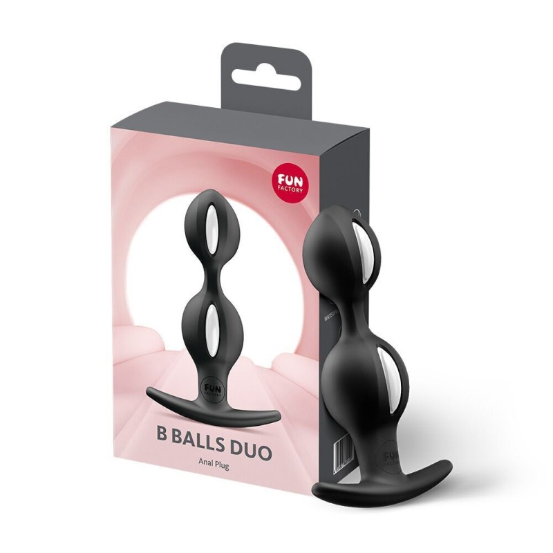 Анальные шарики Fun Factory B BALLS DUO Black, эффект вибрации, диаметр 3,2 и 3,6 см (мятая упаковка!!!)