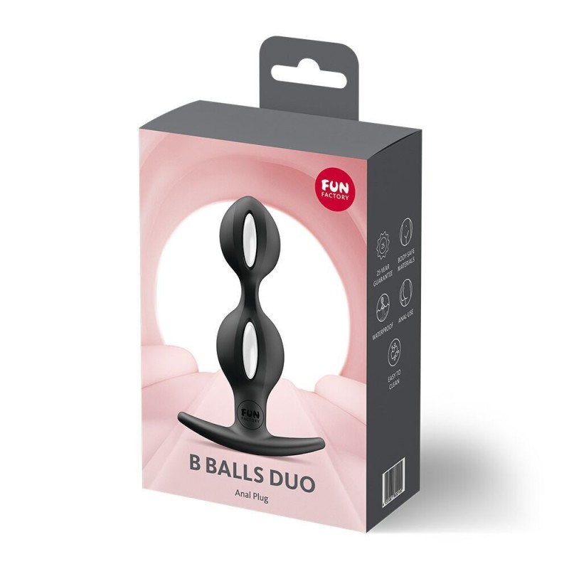 Анальные шарики Fun Factory B BALLS DUO Black, эффект вибрации, диаметр 3,2 и 3,6 см (мятая упаковка!!!)