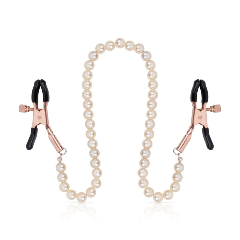 Зажимы для сосков с жемчужной цепочкой Rosy Gold - Nipple Clamps Pearls
