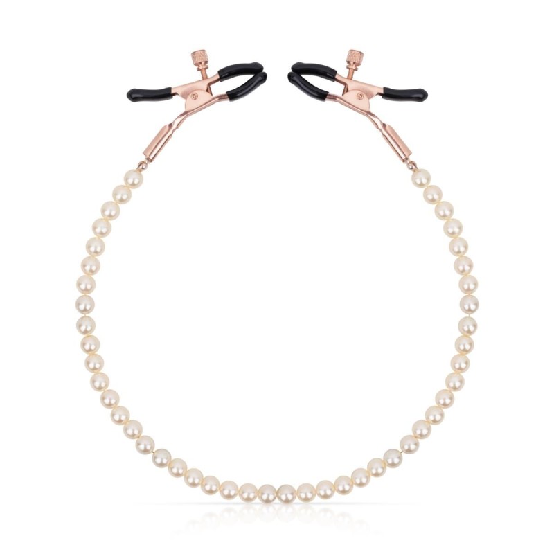 Зажимы для сосков с жемчужной цепочкой Rosy Gold - Nipple Clamps Pearls