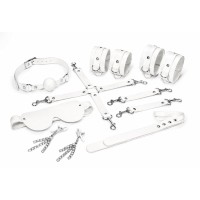 Набор Feral Feelings BDSM Kit 7 White, наручники, поножи, коннектор, маска, паддл, кляп, зажимы