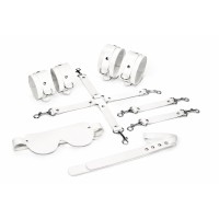 Набор Feral Feelings BDSM Kit 5 White, наручники, поножи, крестовина, маска, паддл
