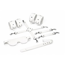 Набор Feral Feelings BDSM Kit 5 White, наручники, поножи, крестовина, маска, паддл