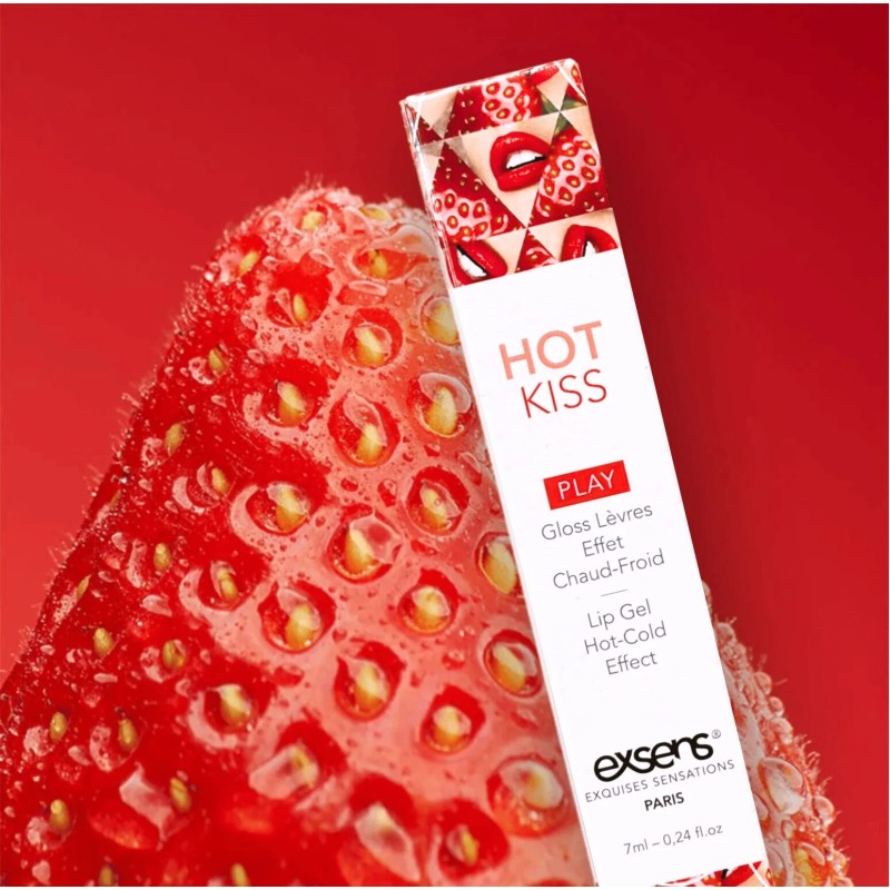 Стимулювальний блиск для губ EXSENS Strawberry Hot Kiss 7 мл, зігріває та охолоджує