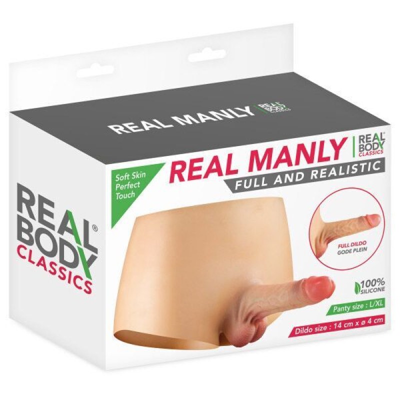 Силіконові трусики з фалоімітатором Real Body Real Manly, L/XL (м'яте паковання!!!)