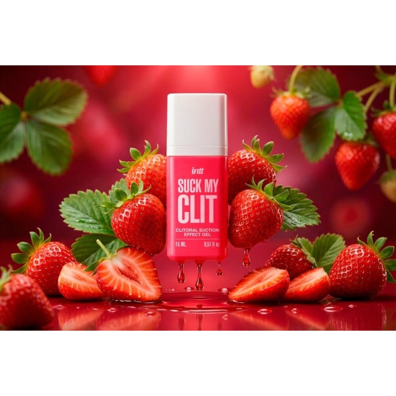 Смоктайзер для клитора Intt Suck My Clit Wild Strawberry (15 мл), клубника, гель с эффектом посасывания