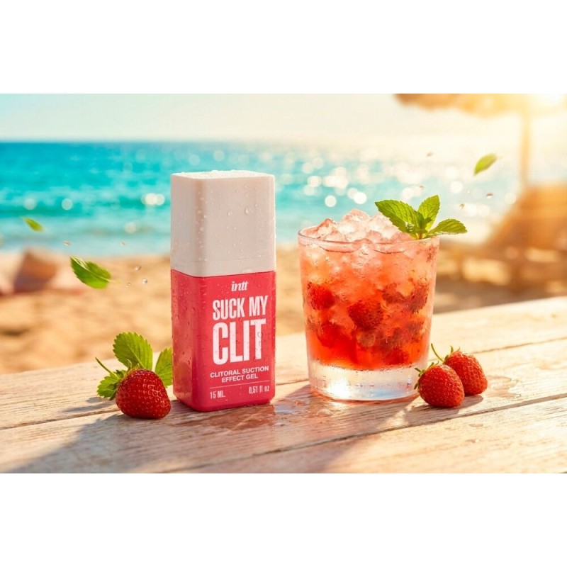 Смоктайзер для клитора Intt Suck My Clit Wild Strawberry (15 мл), клубника, гель с эффектом посасывания