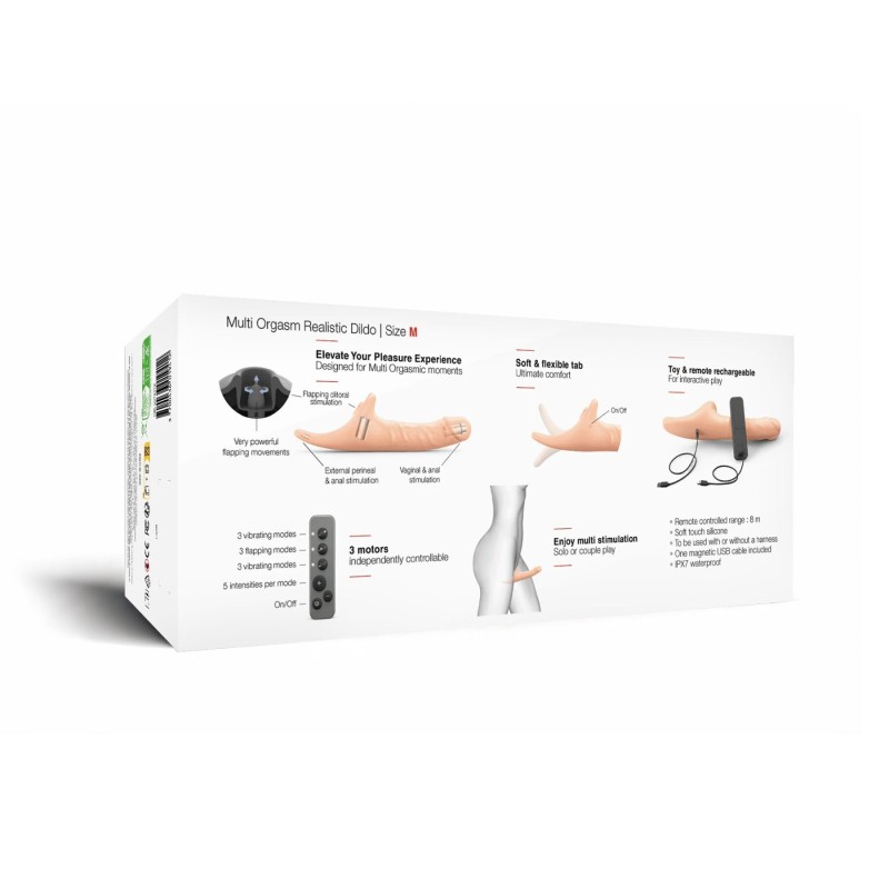 Вібронасадка для страпону з вакуумною стимуляцією Strap-On-Me Multi Orgasm Realistic Dildo M Black
