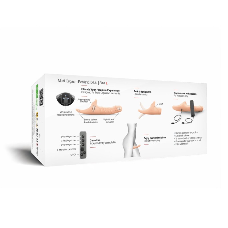 Вібронасадка для страпону з вакуумною стимуляцією Strap-On-Me Multi Orgasm Realistic Dildo L Vanilla