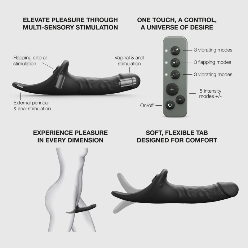 Вібронасадка для страпону з вакуумною стимуляцією Strap-On-Me Multi Orgasm Realistic Dildo XL Black