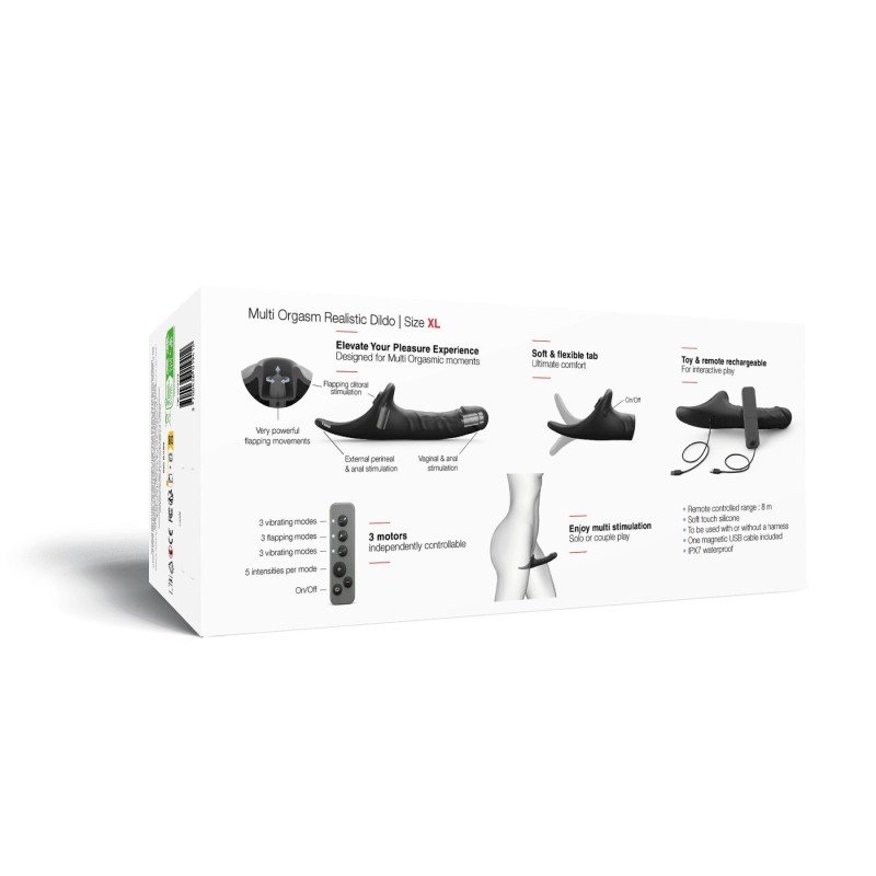 Вібронасадка для страпону з вакуумною стимуляцією Strap-On-Me Multi Orgasm Realistic Dildo XL Black