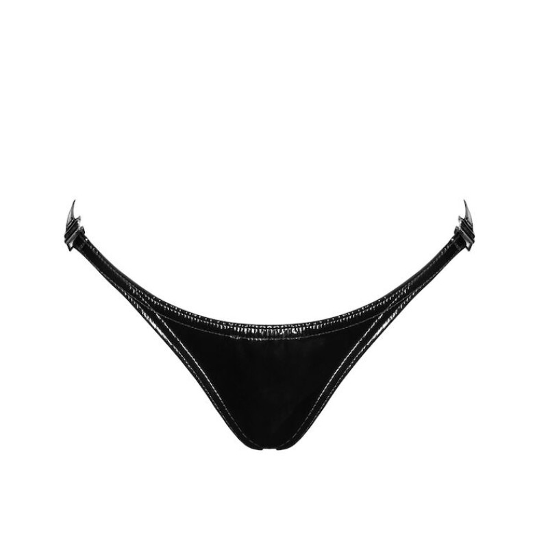 Трусики Noir Handmade P014 Dominae PVC panty with silver clasp L