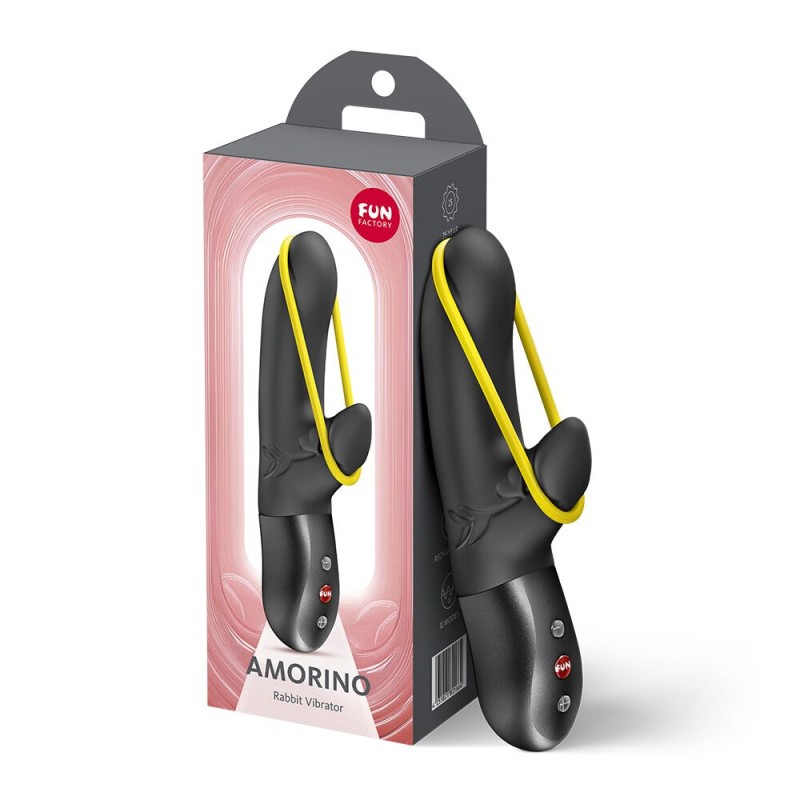 Мини вибратор-кролик со стимулирующей лентой Fun Factory AMORINO Black, лента съемная