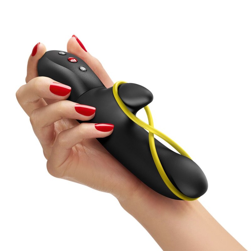 Мини вибратор-кролик со стимулирующей лентой Fun Factory AMORINO Black, лента съемная