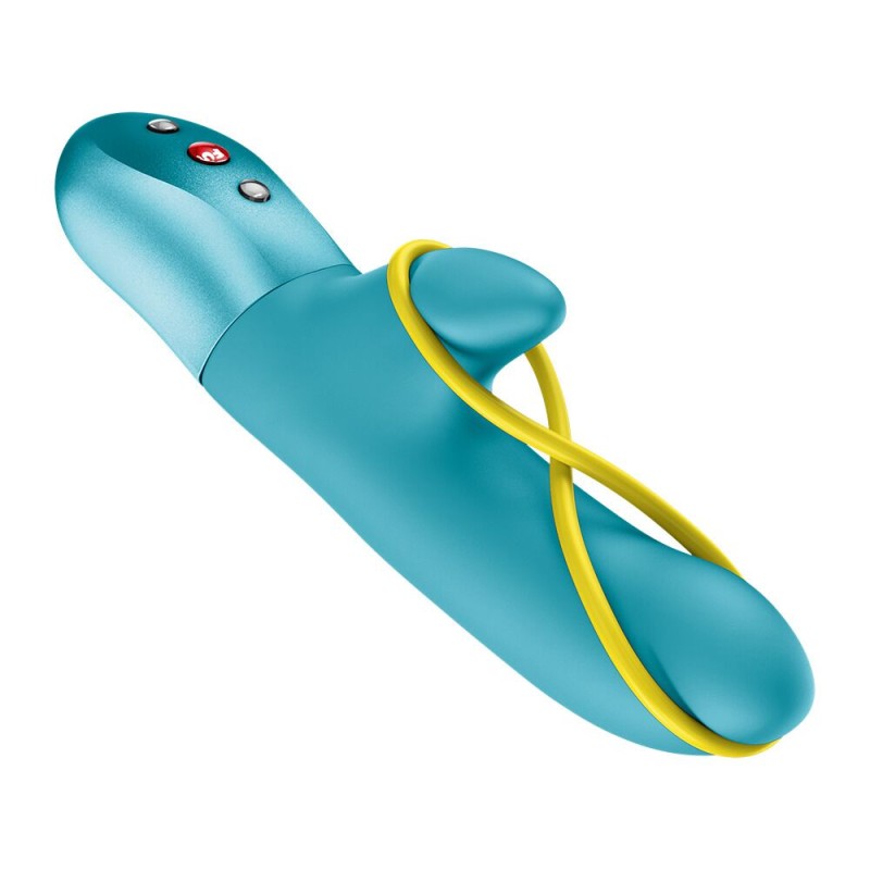Мини вибратор-кролик со стимулирующей лентой Fun Factory AMORINO Aquamarine, лента съемная